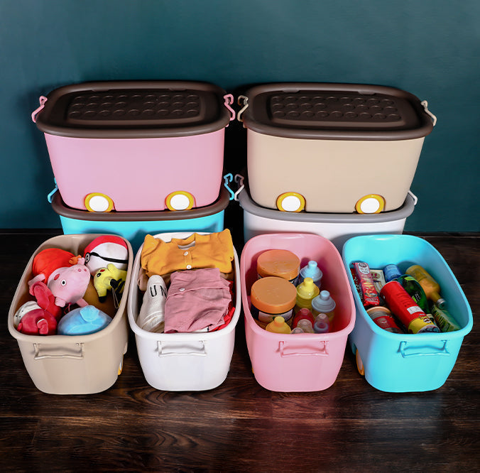 PARASNATH Rolling Storage Container Box (GreenYellow Colour)- 25 Litre Large With Wheels Size (50X33X26 cm) - PARASNATH