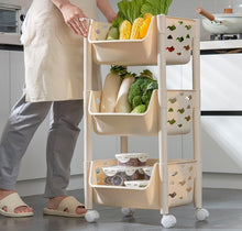 Load image into Gallery viewer, PARASNATH SKEP 3 Layer Basket Fruit &amp; Vegetable Trolley (Ivory Colour) for Home and Kitchen Fruit Basket Storage Rack Organizer Holders kitchen trolley - Made In India - PARASNATH