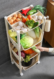 PARASNATH SKEP 3+1 Layer Fruit & Vegetable Basket Trolley Included 1 Dish Box Tray (Ivory Colour) for Home and Kitchen Fruit Basket Storage Rack Organizer Holders kitchen trolley - Made In India - PARASNATH