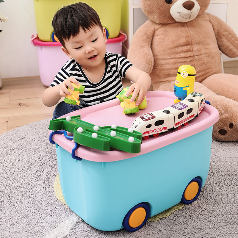 PARASNATH Rolling Storage Container Box (BluePink Colour)- 45 Litre Super Large With Wheels Size (59X39X30 cm) - PARASNATH