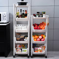 PARASNATH SKEP 4+1 Layer Fruit & Vegetable Basket Trolley Included 1 Dish Box Tray (Ivory Colour) for Home and Kitchen Fruit Basket Storage Rack Organizer Holders kitchen trolley - Made In India - PARASNATH