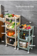 PARASNATH SKEP 2+1 Layer Fruit & Vegetable Basket Trolley Included 1 Dish Box Tray (Ivory Colour) for Home and Kitchen Fruit Basket Storage Rack Organizer Holders kitchen trolley - Made In India - PARASNATH