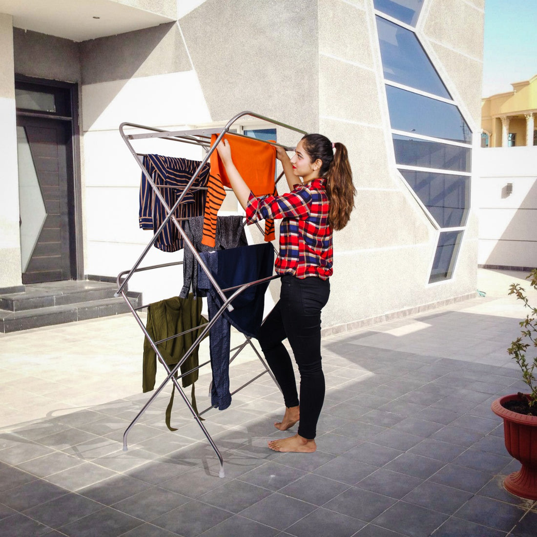 PARASNATH Stainless Steel 15 Rods Extra Large Foldable Clothes Drying Stand - PARASNATH
