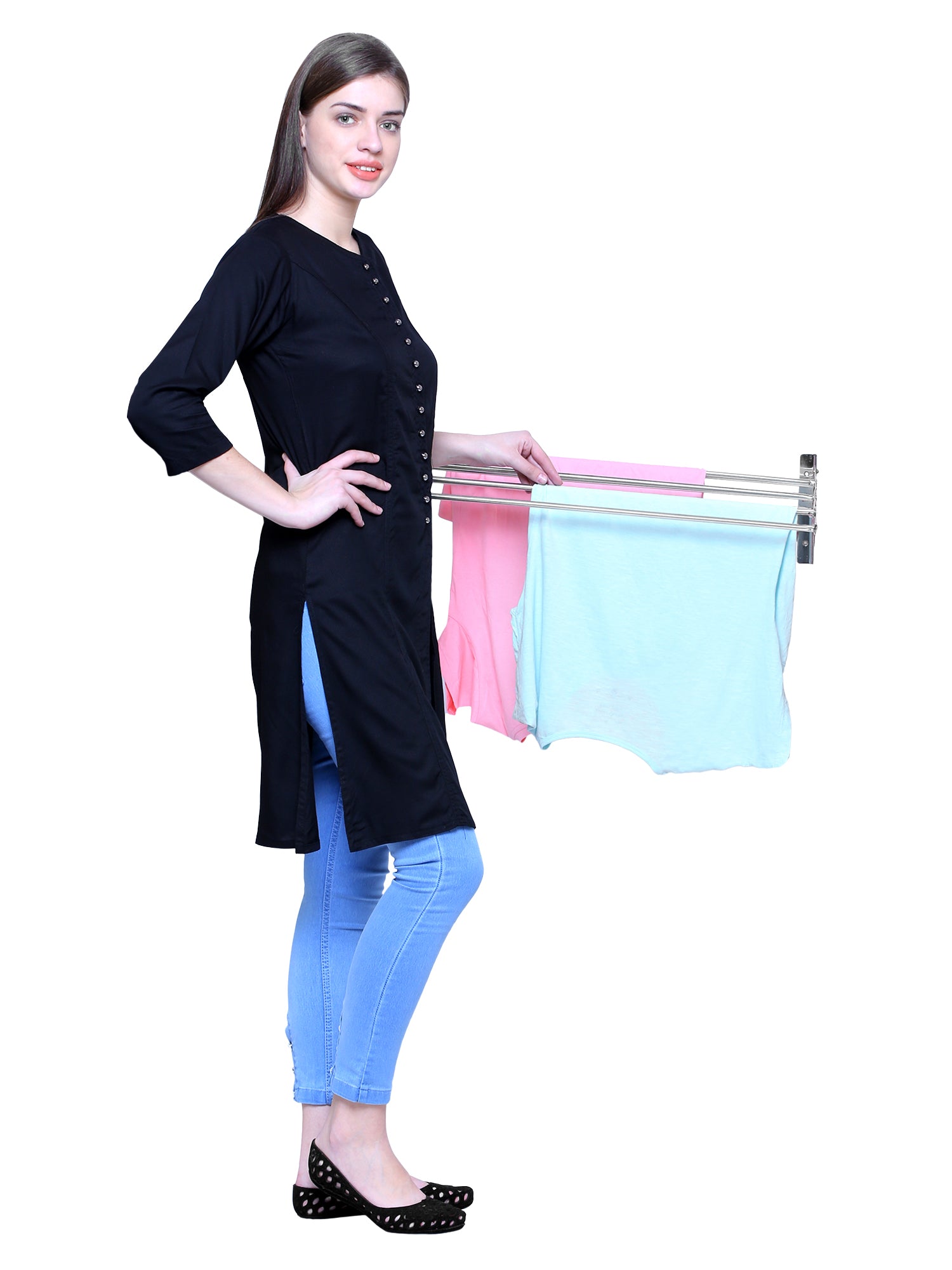 PARASNATH 30 inch Wall Stainless Steel Clothes Drying Stand -7 Pipes 2.5 Feet - PARASNATH