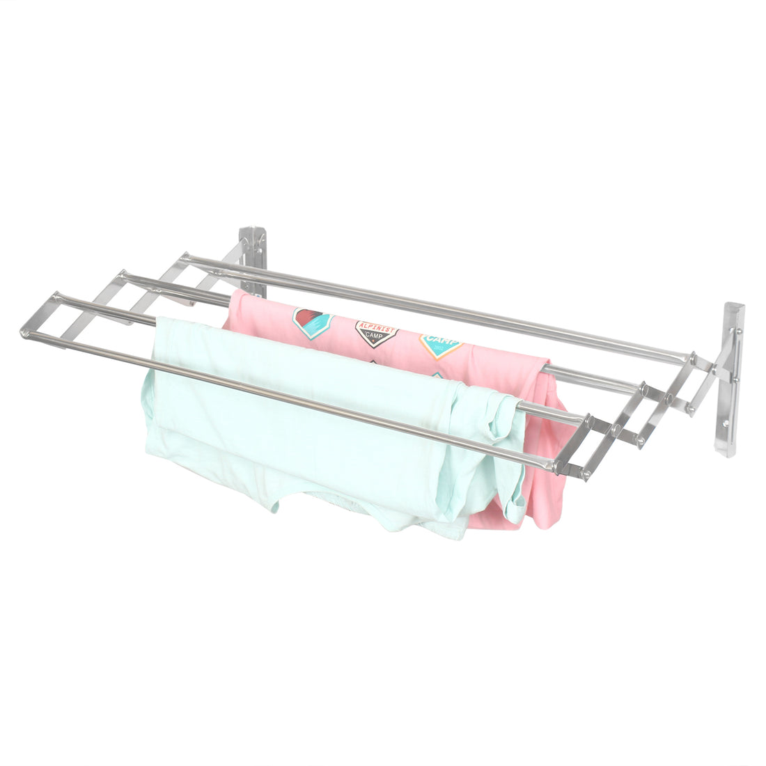 PARASNATH 24 inch Wall Stainless Steel Clothes Drying Stand - 2 Feet - PARASNATH