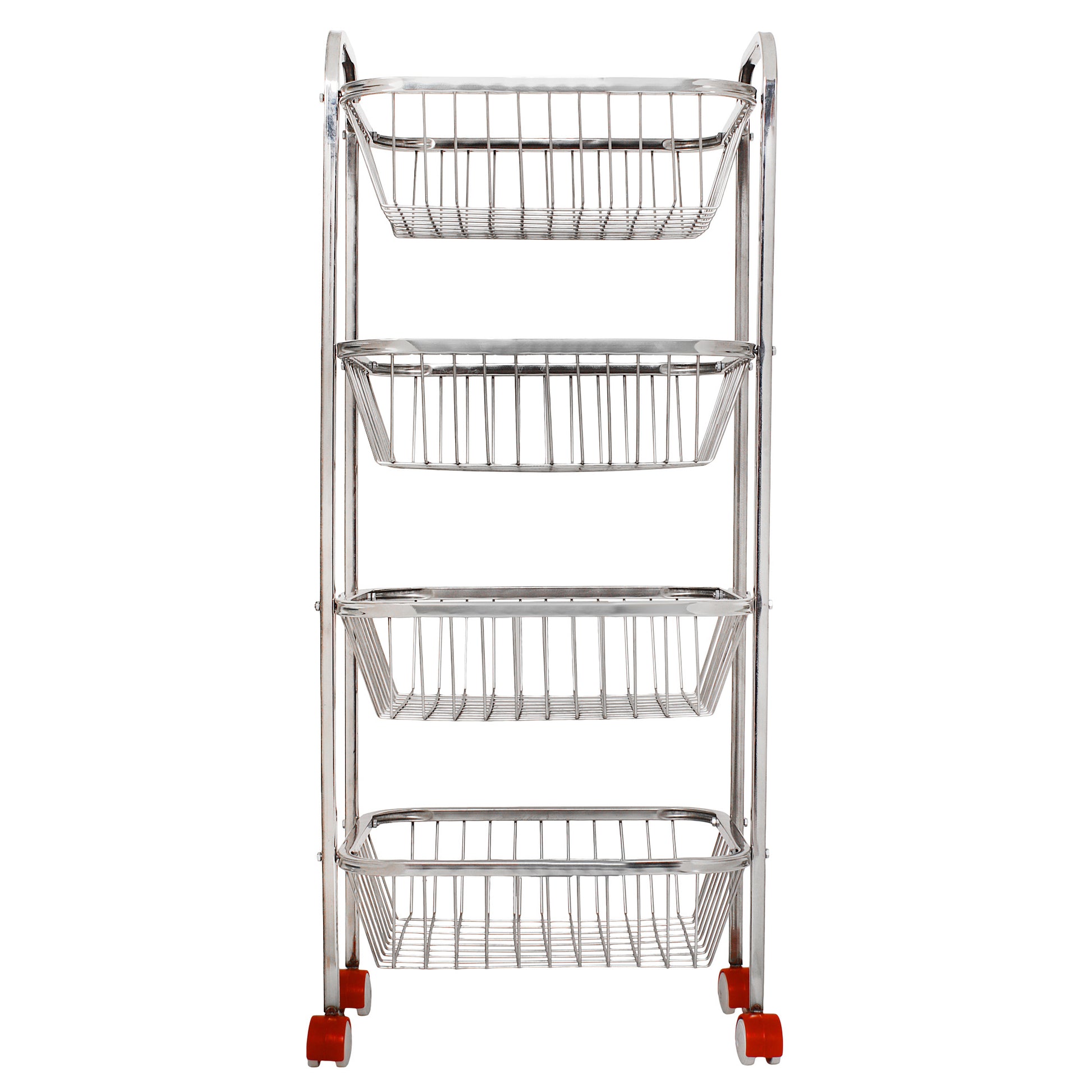 Parasnath Mirror Finish 4 Shelf Square Vegetable and Fruit Trolley - PARASNATH