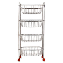 Load image into Gallery viewer, Parasnath Mirror Finish 4 Shelf Square Vegetable and Fruit Trolley - PARASNATH