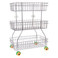 Parasnath Zig Zag Stainless Steel 3 Shelf Vegetable Stand for Kitchen and Fruit Trolley Basket Racks - PARASNATH