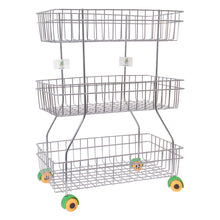 Load image into Gallery viewer, Parasnath Zig Zag Stainless Steel 3 Shelf Vegetable Stand for Kitchen and Fruit Trolley Basket Racks - PARASNATH