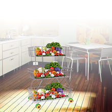 Load image into Gallery viewer, Parasnath Zig Zag Stainless Steel 3 Shelf Vegetable Stand for Kitchen and Fruit Trolley Basket Racks - PARASNATH