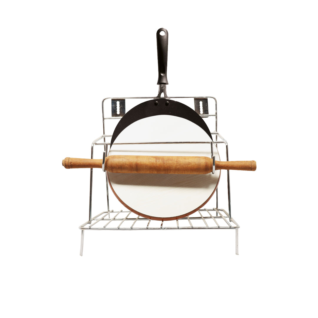 Parasnath Wire Stainless Steel Rolling Pin Holder 4 in 1 Chakla Belan Stand - PARASNATH