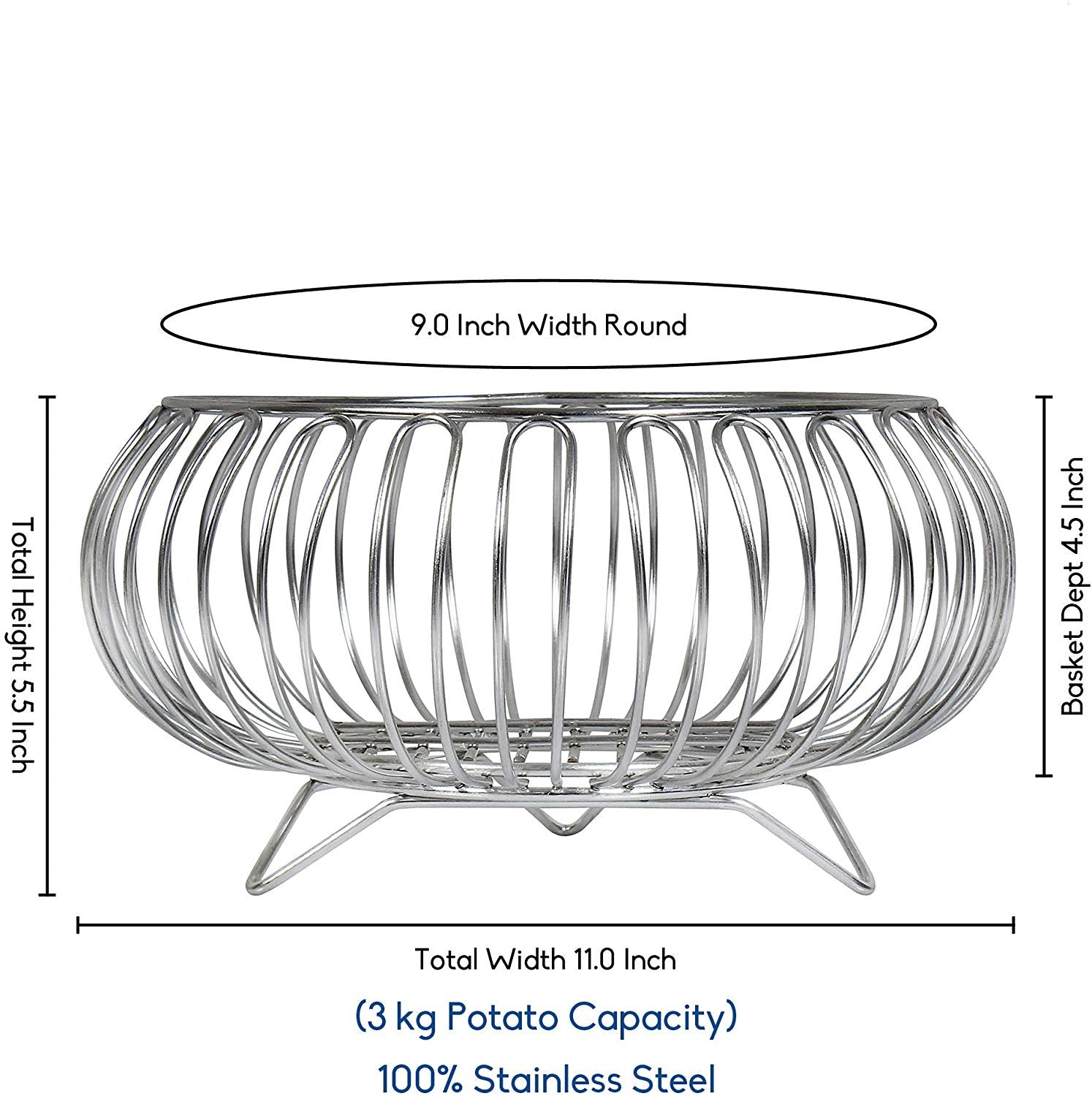 Parasnath Heavy Stainless Steel Vegetable and Fruit Bowl Basket - PARASNATH