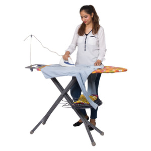 Parasnath Prime Square Steel Mash Wire Folding Ironing Board with Tray/Wire Manager and Aluminised Surface-Multi Colour (Made in India) - PARASNATH