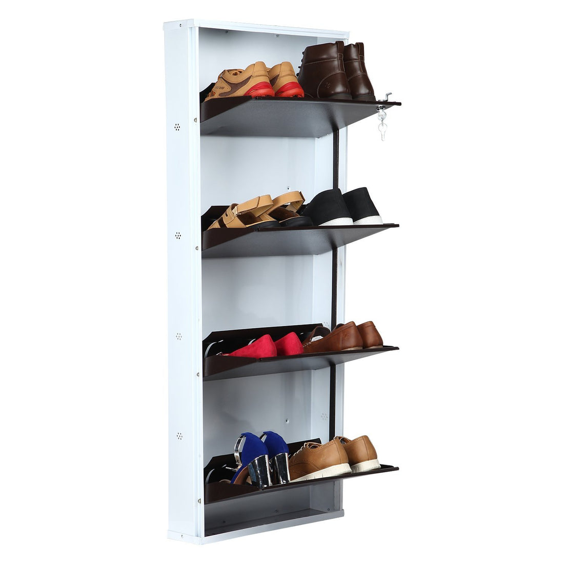 Parasnath BrownWhite Wall Shoe Rack 4 Shelves Shoes Stand - PARASNATH