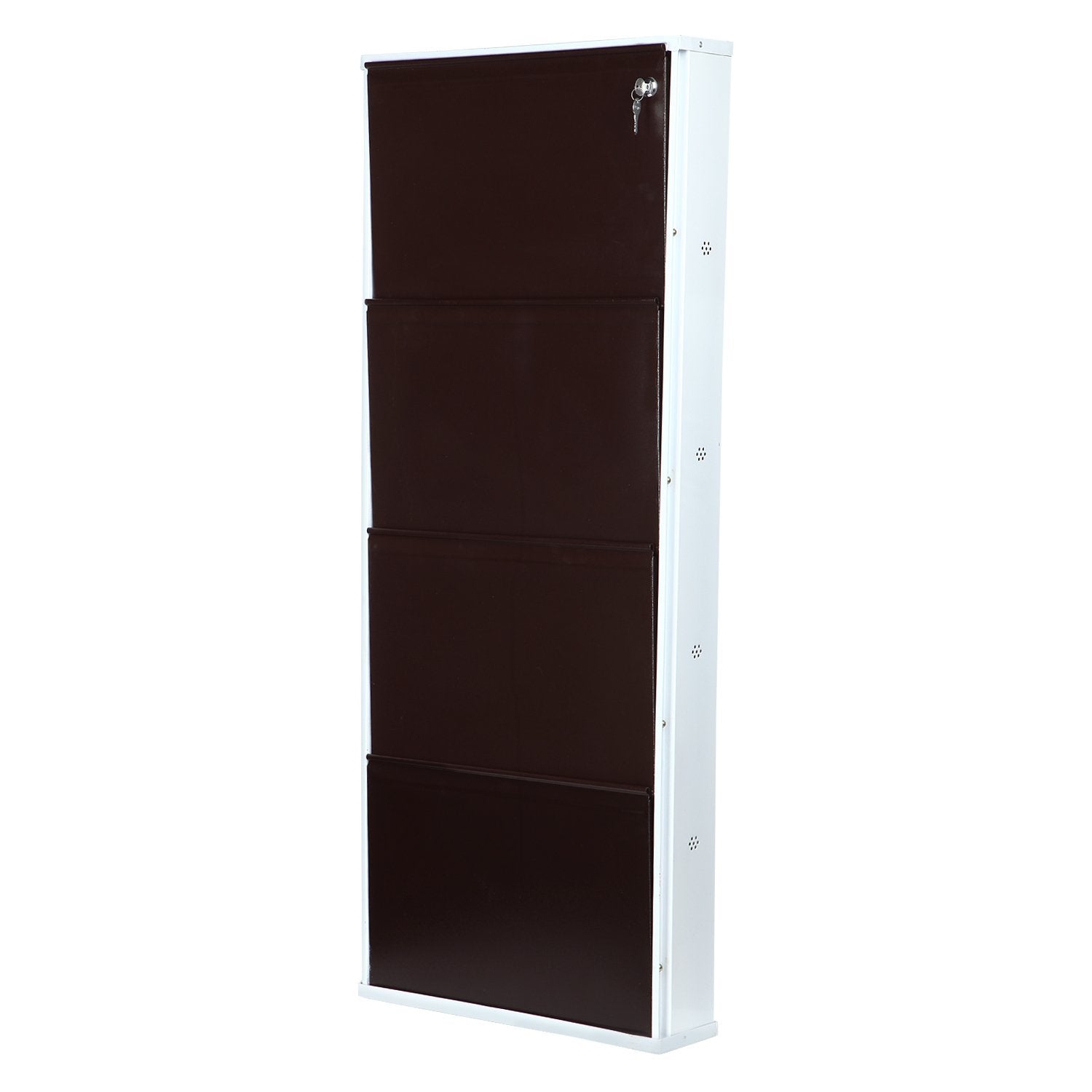 Parasnath BrownWhite Wall Shoe Rack 4 Shelves Shoes Stand - PARASNATH