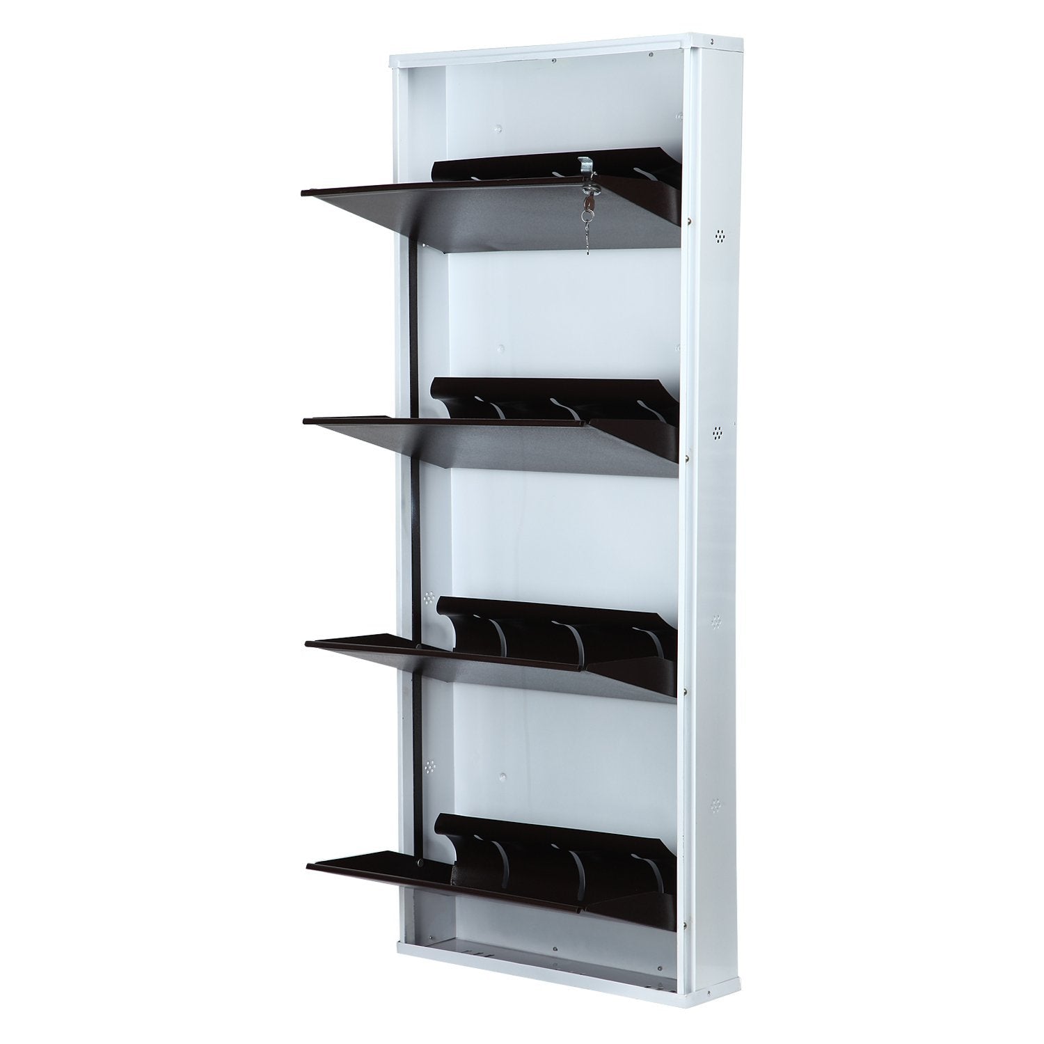 Parasnath BrownWhite Wall Shoe Rack 4 Shelves Shoes Stand - PARASNATH