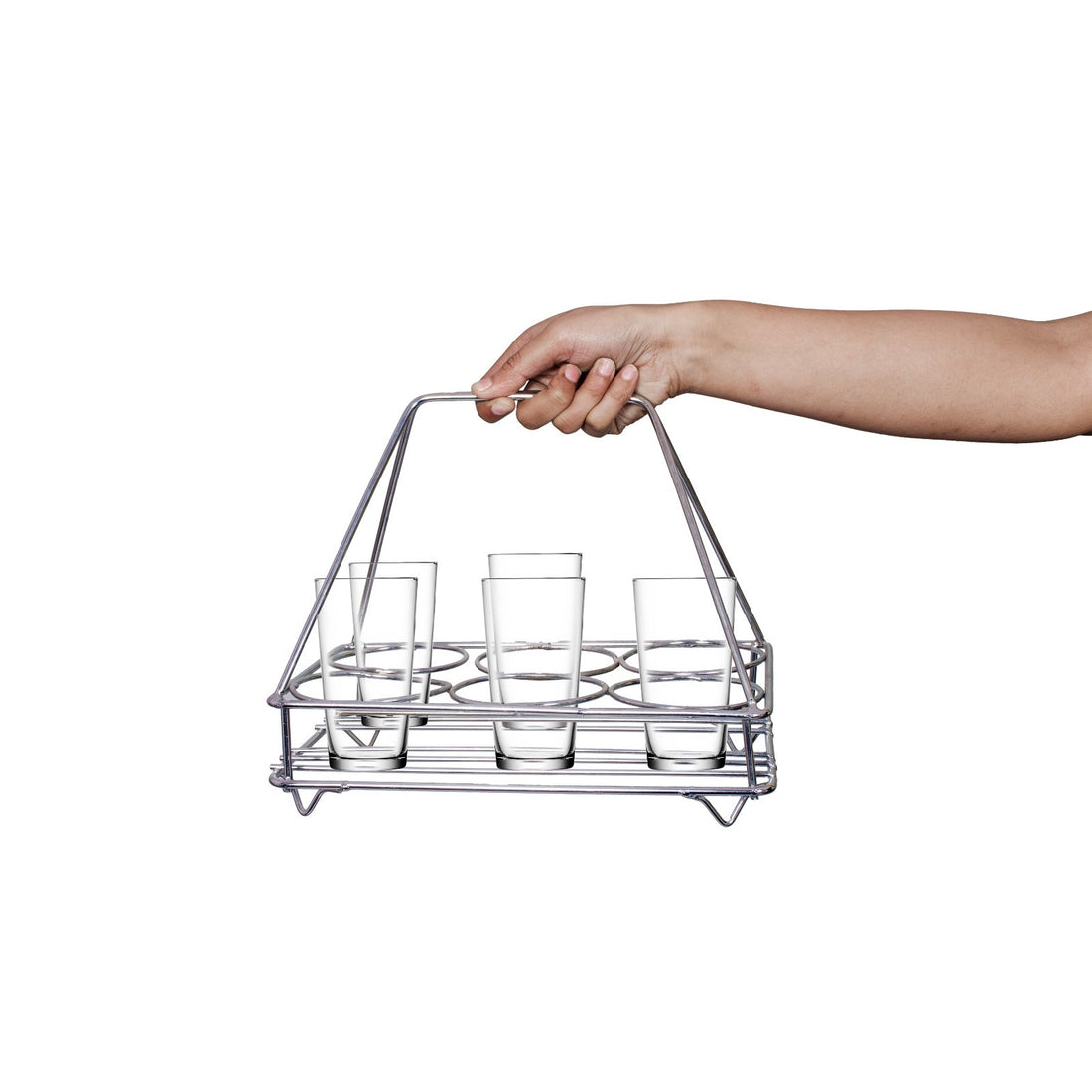 Parasnath Stainless Steel chai glass holders with 6 chai glasses - PARASNATH