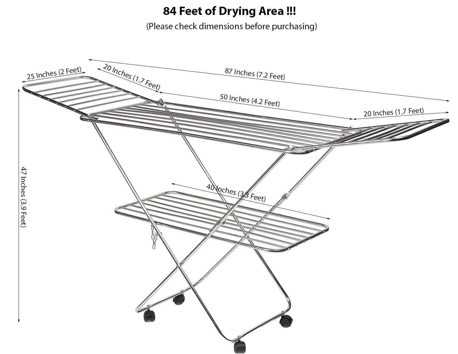 PARASNATH Prime Stainless Steel Butterfly Extra Large Foldable Cloth Dryer/Clothes Drying Stand - Made in India - PARASNATH