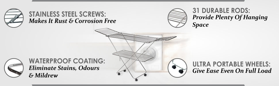 PARASNATH Prime Stainless Steel Butterfly Extra Large Foldable Cloth Dryer/Clothes Drying Stand - Made in India - PARASNATH