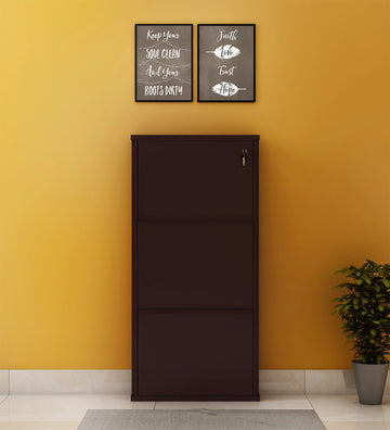 PARASNATH Coffee Colour Wall Shoe Rack 3 Shelves Shoes Stand - PARASNATH
