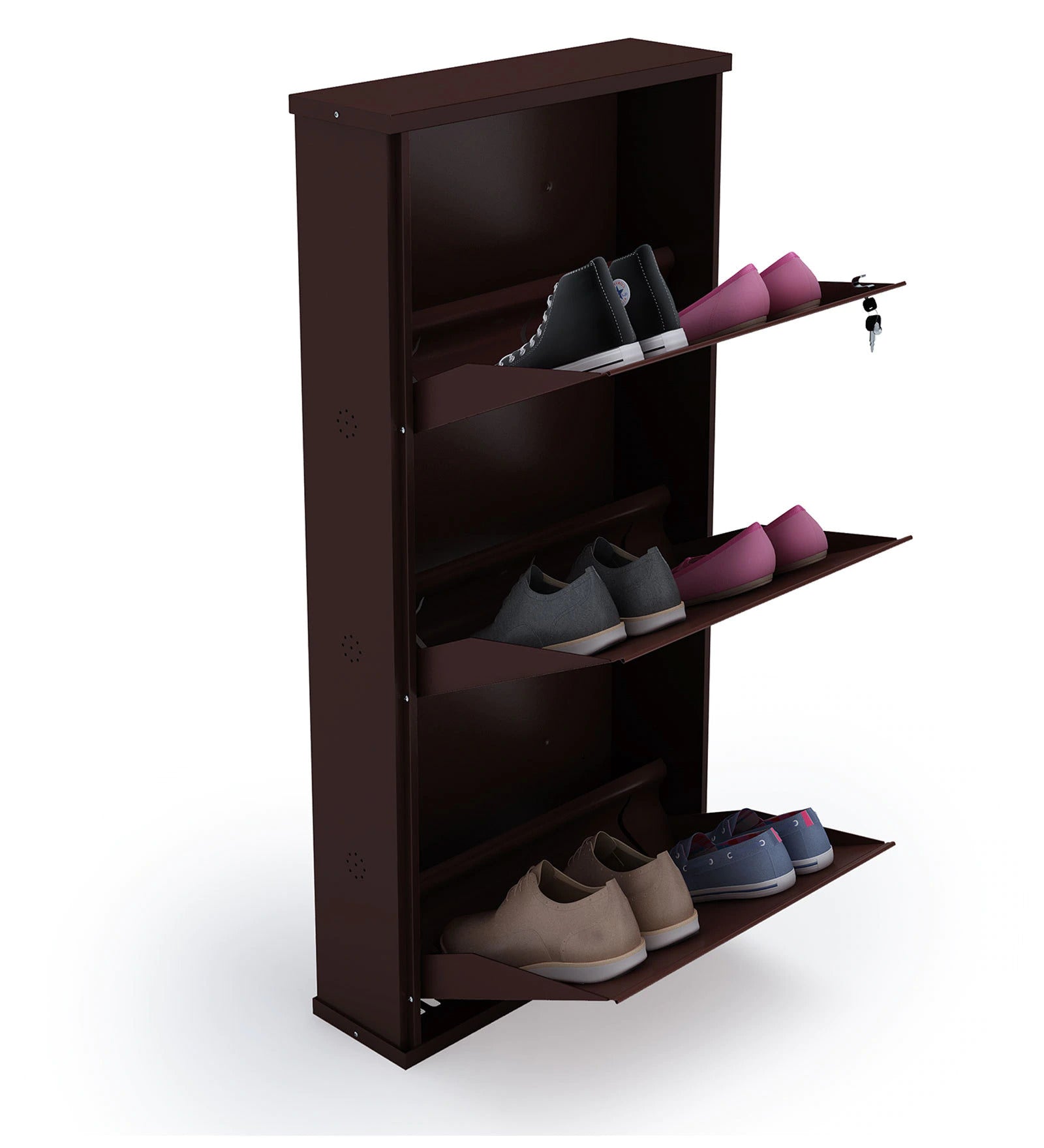 PARASNATH Coffee Colour Wall Shoe Rack 3 Shelves Shoes Stand - PARASNATH