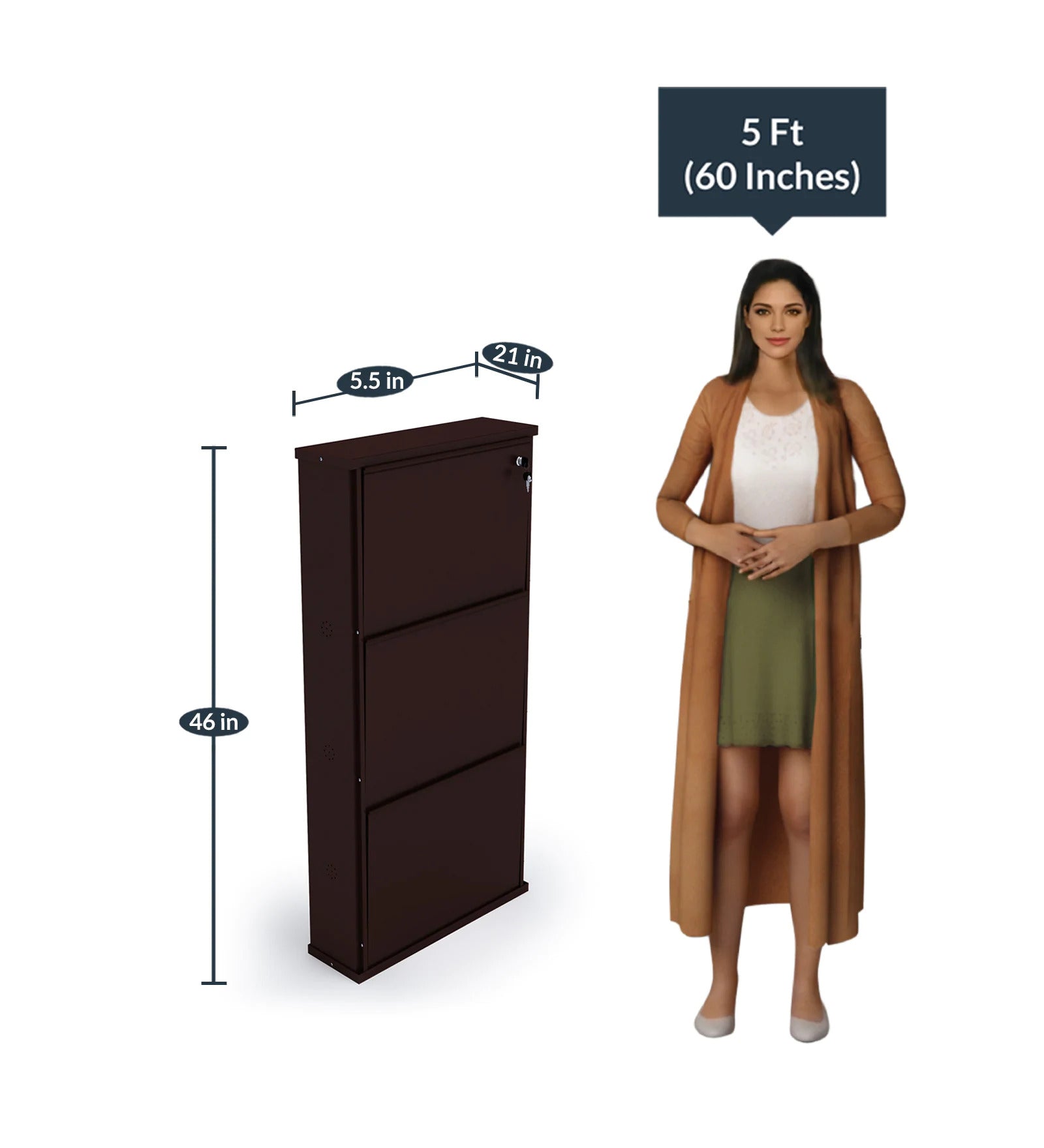 PARASNATH Coffee Colour Wall Shoe Rack 3 Shelves Shoes Stand - PARASNATH