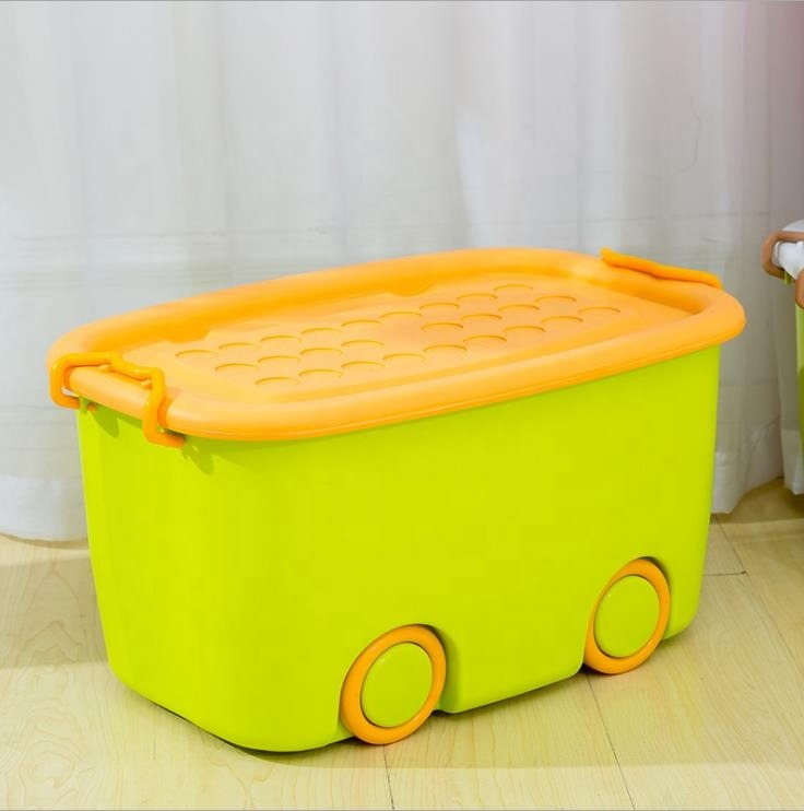 PARASNATH Rolling Storage Container Box (GreenYellow Colour)- 45 Litre Super Large With Wheels Size (59X39X30 cm) - PARASNATH