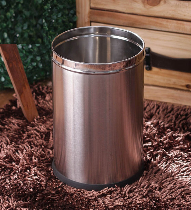 Parasnath Stainless Steel Plain Open Dustbin, 6L - 7 X 11 Inch - PARASNATH