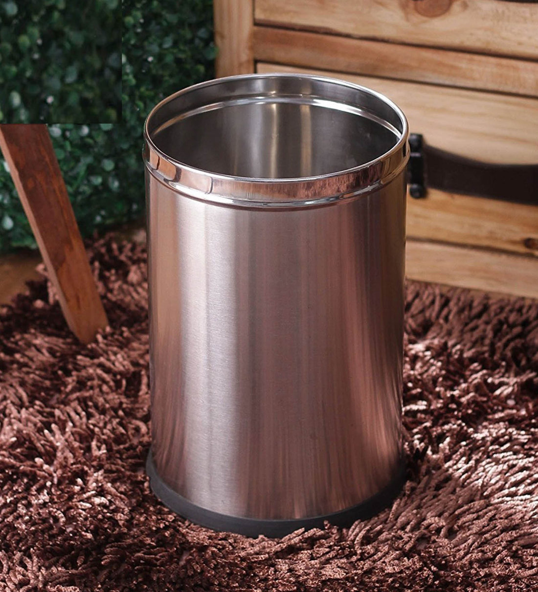 Parasnath Stainless Steel Plain Open Dustbin, 8L - 8X13 Inch - PARASNATH