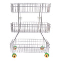 Parasnath Zig Zag Stainless Steel 3 Shelf Vegetable Stand for Kitchen and Fruit Trolley Basket Racks - PARASNATH