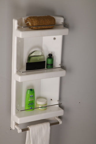 Parasnath Prince Bathroom Corner Cabinet Shelf with Towel Stand - PARASNATH