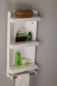 Parasnath Prince Bathroom Corner Cabinet Shelf with Towel Stand - PARASNATH