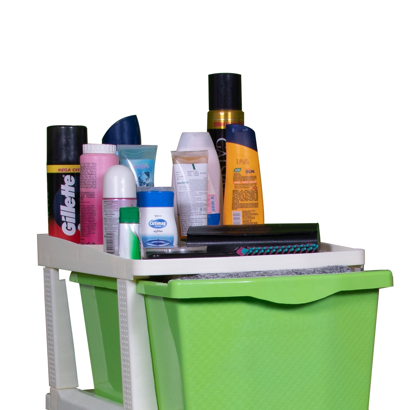PARASNATH Boxo 4 Layer (Green) Multi-Purpose Modular Drawer Storage System for Home and Office with Trolley Wheels and Anti-Slip Shoes - PARASNATH