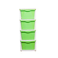 PARASNATH Boxo 4 Layer (Green) Multi-Purpose Modular Drawer Storage System for Home and Office with Trolley Wheels and Anti-Slip Shoes - PARASNATH