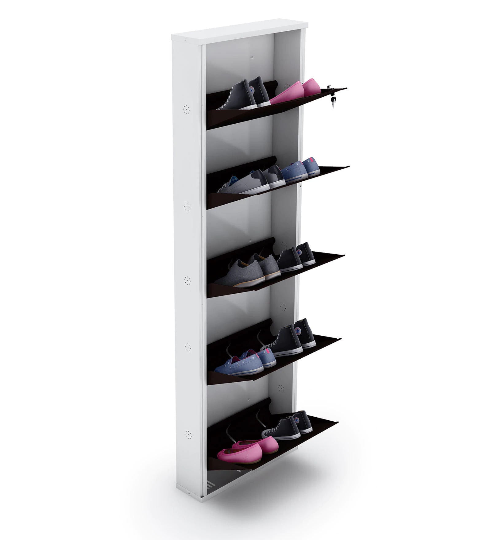 Parasnath BrownWhite Wall Shoe Rack 5 Shelves Shoes Stand - PARASNATH