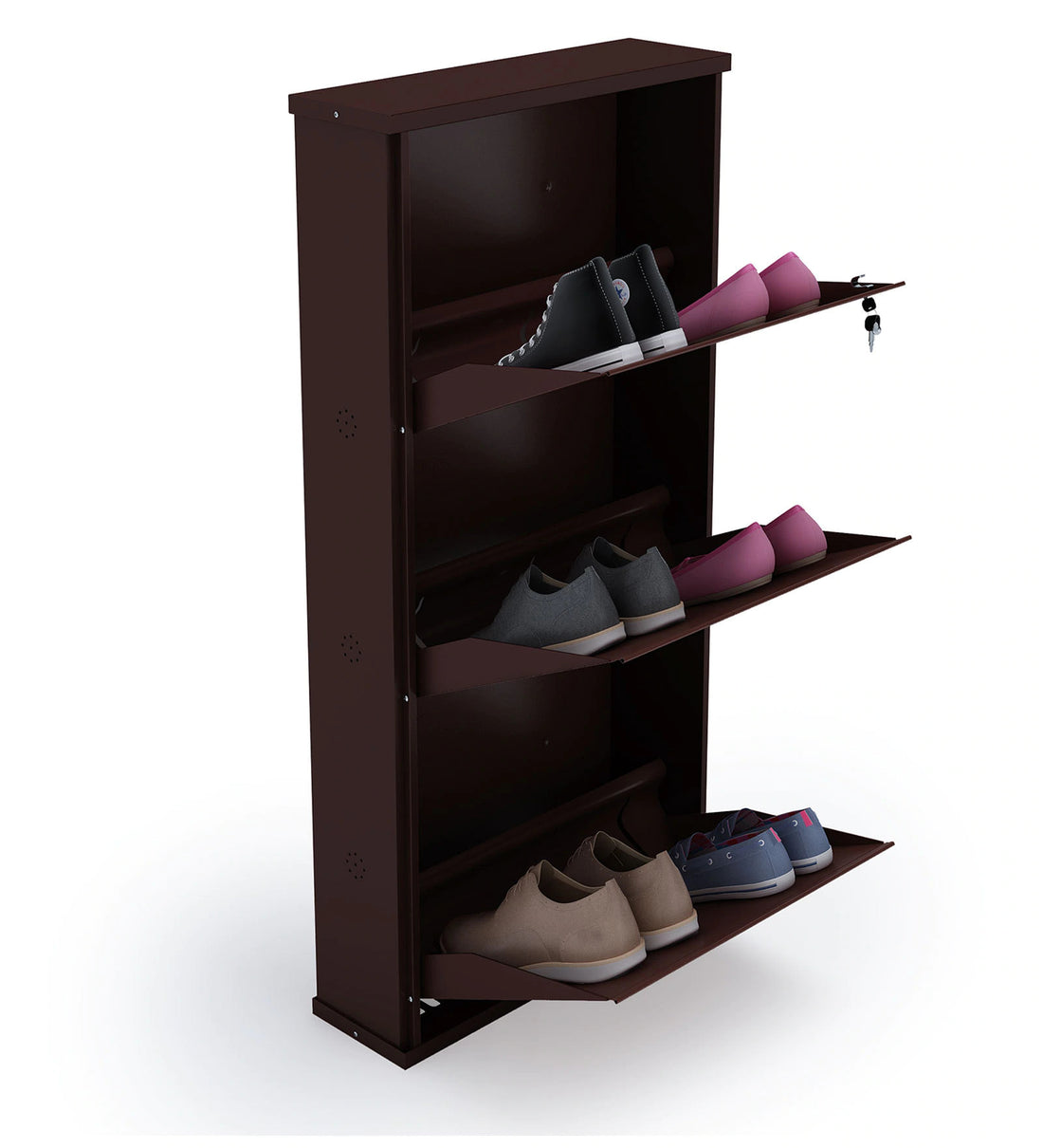PARASNATH Coffee Colour Wall Shoe Rack 3 Shelves Shoes Stand - PARASNATH