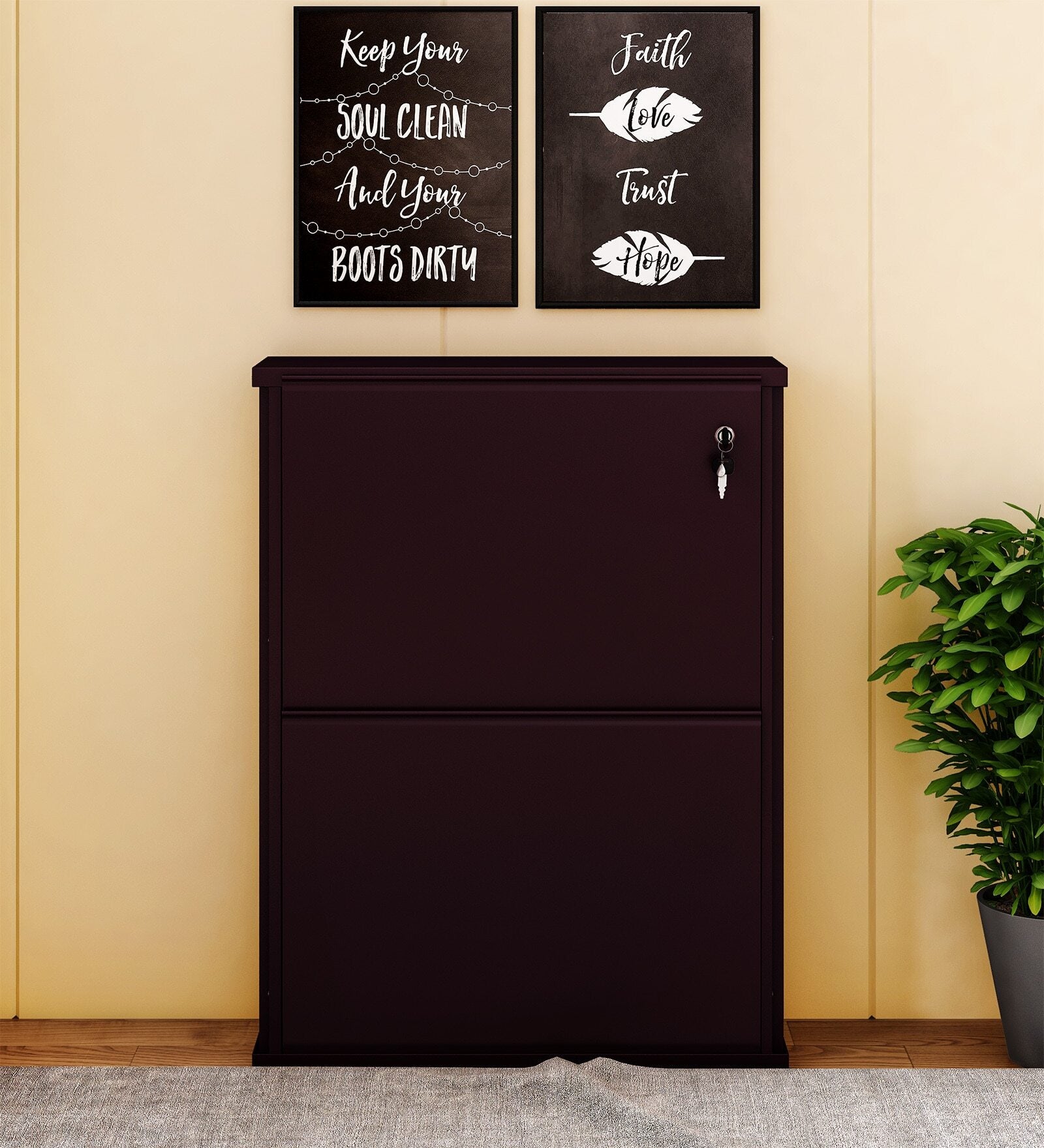 PARASNATH Coffee Colour Wall Shoe Rack 2 Shelves Shoes Stand - PARASNATH