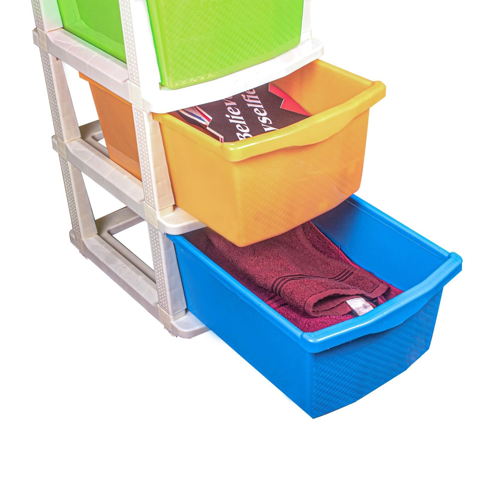 PARASNATH Boxo 5 Layer (Multicolour) Multi-Purpose Modular Drawer Storage System for Home and Office with Trolley Wheels and Anti-Slip Shoes - PARASNATH