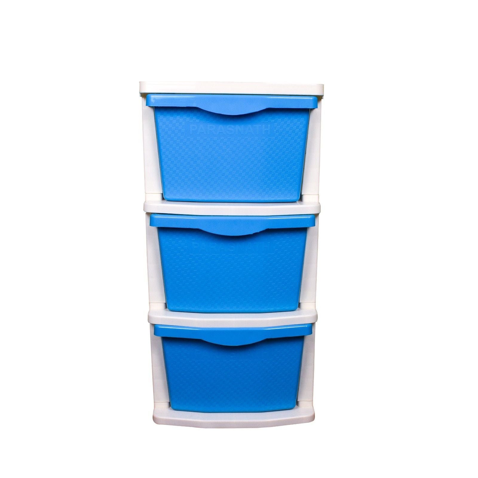 PARASNATH Boxo 3 Layer (Blue) Multi-Purpose Modular Drawer Storage System for Home and Office with Trolley Wheels and Anti-Slip Shoes - PARASNATH