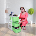 PARASNATH Boxo 3 Layer (Green) Multi-Purpose Modular Drawer Storage System for Home and Office with Trolley Wheels and Anti-Slip Shoes - PARASNATH