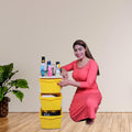 PARASNATH Boxo 3 Layer (Yellow) Multi-Purpose Modular Drawer Storage System for Home and Office with Trolley Wheels and Anti-Slip Shoes - PARASNATH