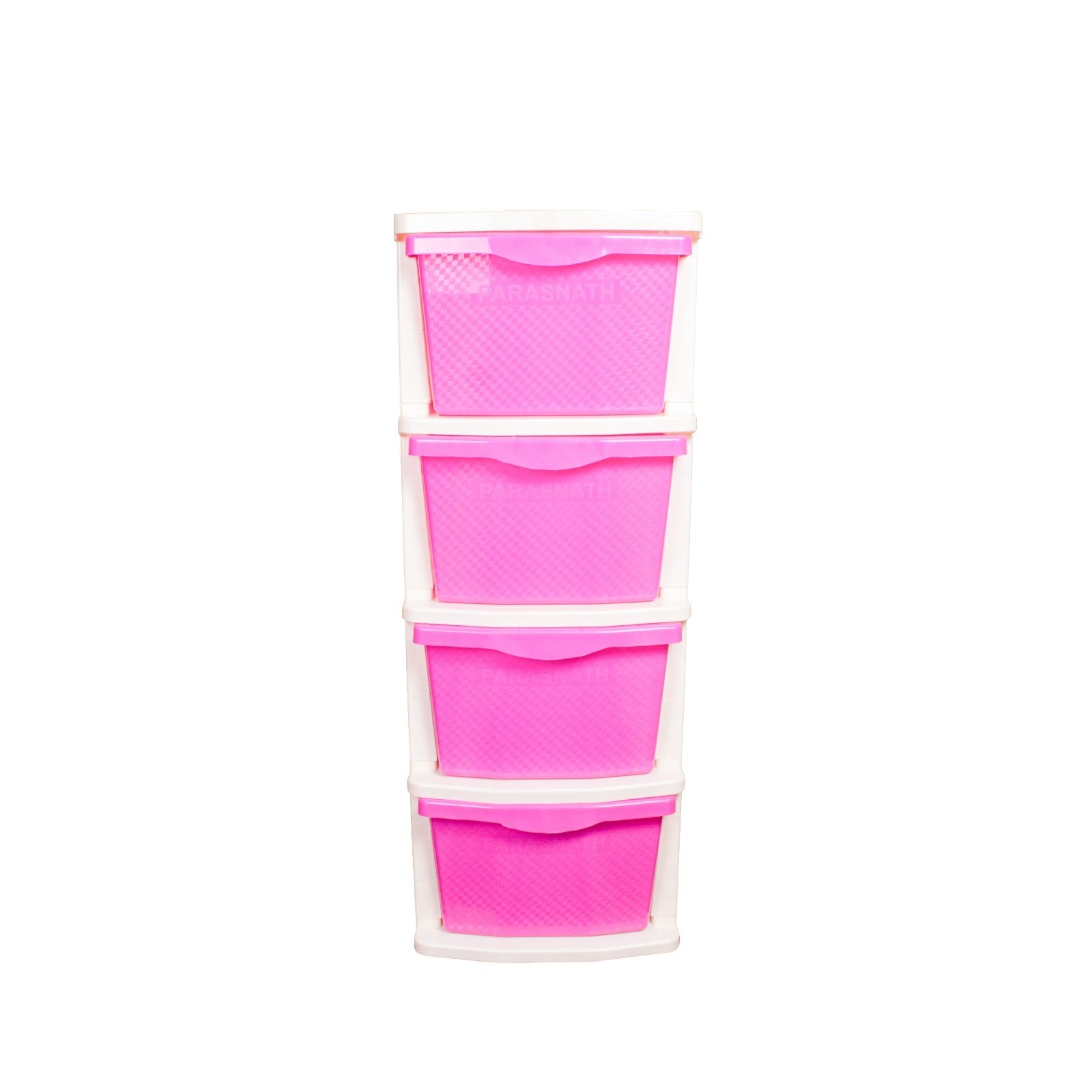 PARASNATH Boxo 4 Layer (Pink) Multi-Purpose Modular Drawer Storage System for Home and Office with Trolley Wheels and Anti-Slip Shoes - PARASNATH