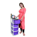 PARASNATH Boxo 4 Layer (Purple) Multi-Purpose Modular Drawer Storage System for Home and Office with Trolley Wheels and Anti-Slip Shoes - PARASNATH