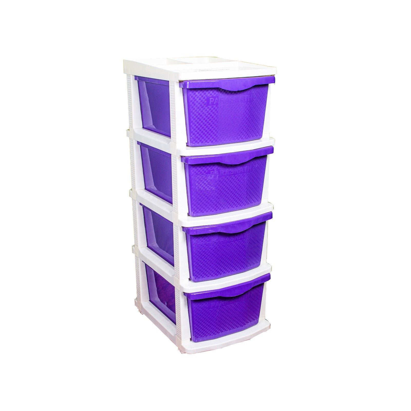 PARASNATH Boxo 4 Layer (Purple) Multi-Purpose Modular Drawer Storage System for Home and Office with Trolley Wheels and Anti-Slip Shoes - PARASNATH