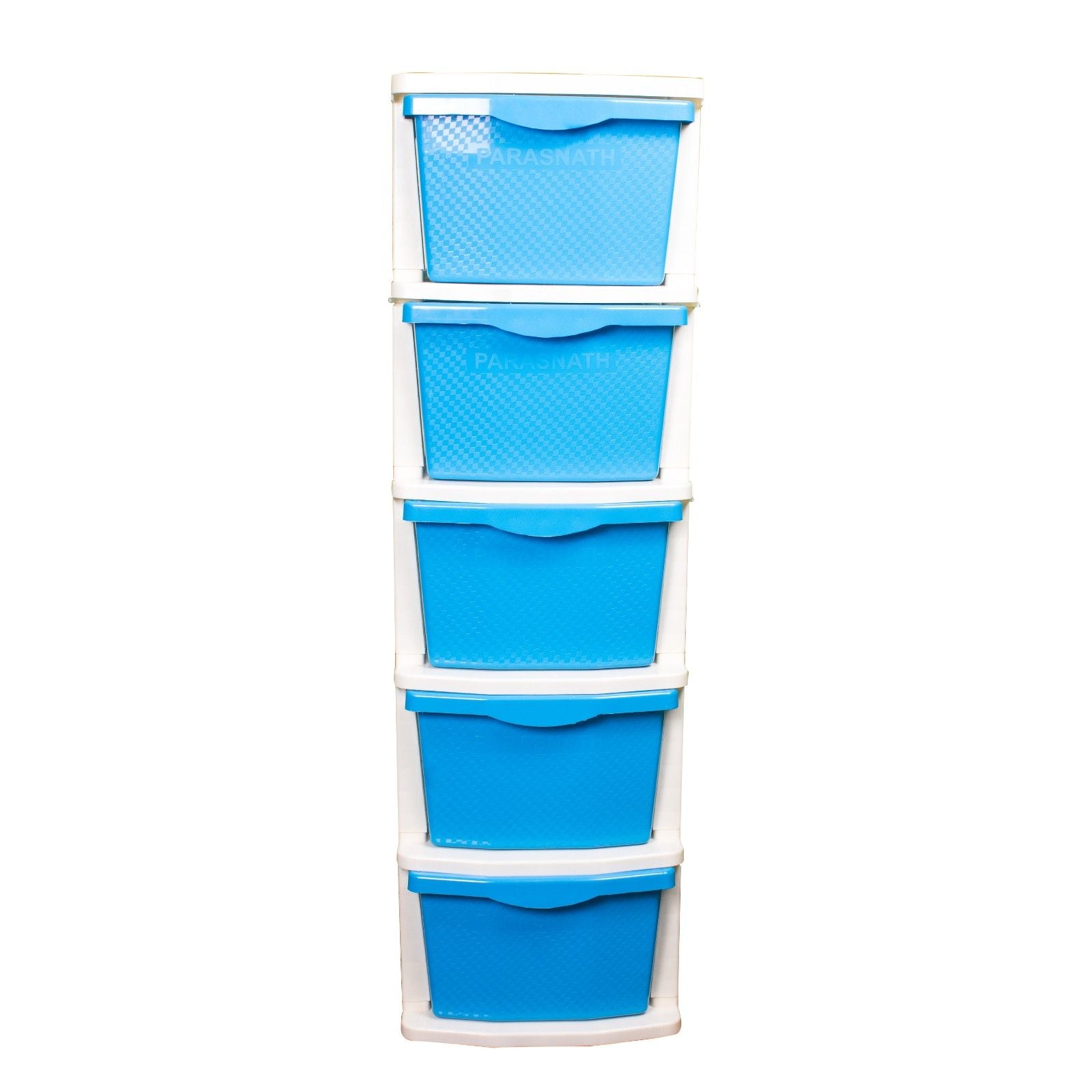 Boxo 5 Layer (Blue) Multi-Purpose Modular Drawer Storage System for Home and Office with Trolley Wheels and Anti-Slip Shoes - PARASNATH