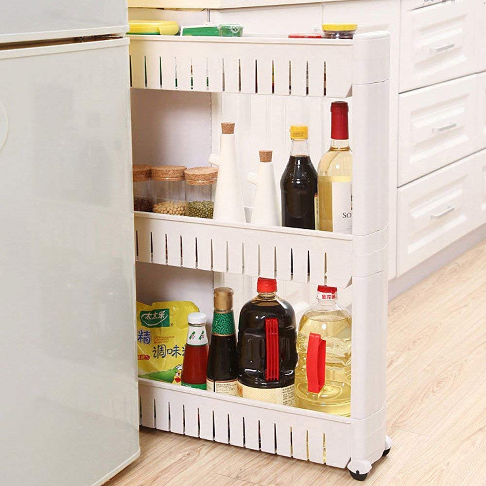 Parasnath 3 Tier Slim Rolling Cart Kitchen Storage Organiser Rack Holder with Wheels - PARASNATH