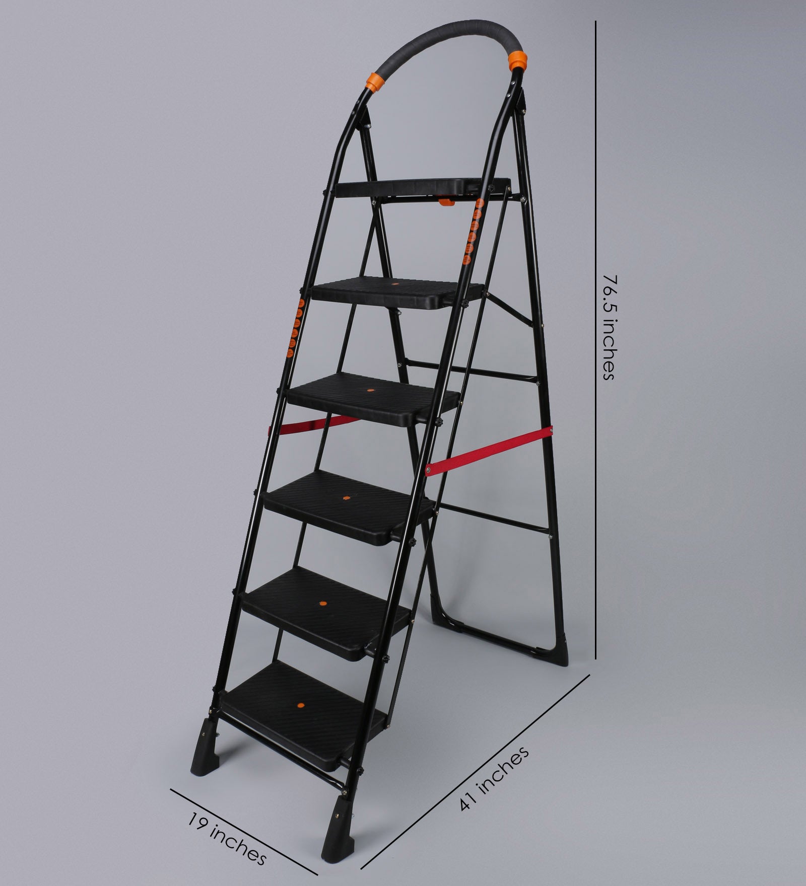 PARASNATH Back Diamond Heavy Folding Ladder With Wide Steps 6 Steps 6.2 Ft - PARASNATH