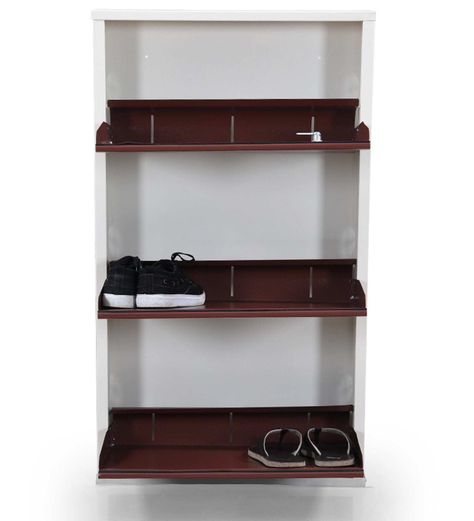 PARASNATH BrownWhite Wall Shoe Rack 3 Shelves Shoes Stand - PARASNATH