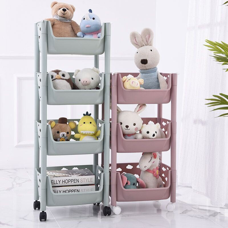 PARASNATH SKEP 4 Layer Basket Fruit & Vegetable Trolley (Ivory Colour) for Home and Kitchen Fruit Basket Storage Rack Organizer Holders kitchen trolley - Made In India - PARASNATH