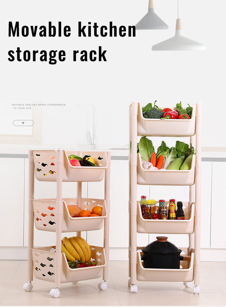PARASNATH SKEP 4 Layer Basket Fruit & Vegetable Trolley (Ivory Colour) for Home and Kitchen Fruit Basket Storage Rack Organizer Holders kitchen trolley - Made In India - PARASNATH